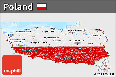 Flag Panoramic Map of Poland, single color outside, bathymetry sea
