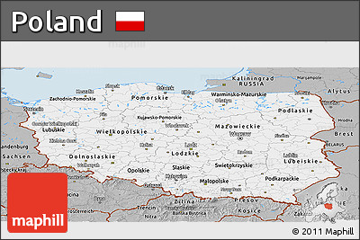 Gray Panoramic Map of Poland