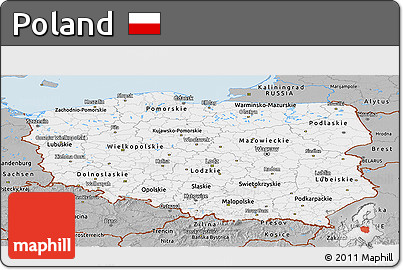 Gray Panoramic Map of Poland