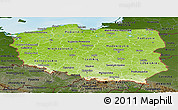 Physical Panoramic Map of Poland, darken, land only