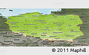 Physical Panoramic Map of Poland, darken, semi-desaturated, land only