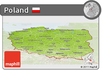 Physical Panoramic Map of Poland, lighten