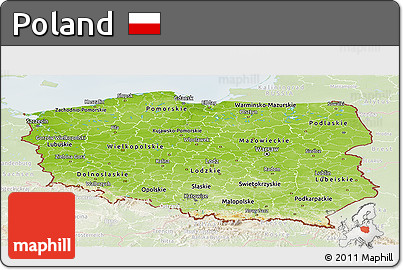 Physical Panoramic Map of Poland, lighten