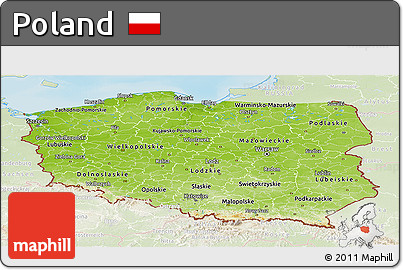 Physical Panoramic Map of Poland, lighten, land only