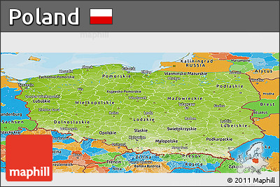 Physical Panoramic Map of Poland, political outside