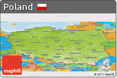 Physical Panoramic Map of Poland, political outside