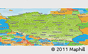 Physical Panoramic Map of Poland, political outside