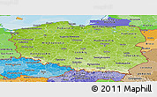 Physical Panoramic Map of Poland, political shades outside