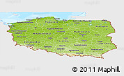 Physical Panoramic Map of Poland, single color outside, bathymetry sea