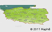 Physical Panoramic Map of Poland, single color outside, satellite sea