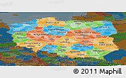 Political Panoramic Map of Poland, darken