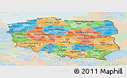 Political Panoramic Map of Poland, lighten