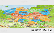 Political Panoramic Map of Poland, physical outside