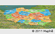 Political Panoramic Map of Poland, satellite outside