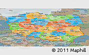 Political Panoramic Map of Poland, semi-desaturated