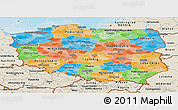 Political Panoramic Map of Poland, shaded relief outside, bathymetry sea