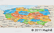 Political Panoramic Map of Poland, shaded relief outside