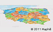 Political Panoramic Map of Poland, single color outside