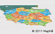 Political Panoramic Map of Poland, single color outside, satellite sea