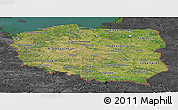 Satellite Panoramic Map of Poland, darken, desaturated, land only