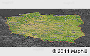 Satellite Panoramic Map of Poland, darken, desaturated