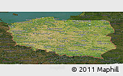 Satellite Panoramic Map of Poland, darken, land only