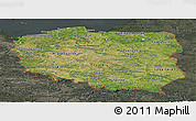 Satellite Panoramic Map of Poland, darken, semi-desaturated