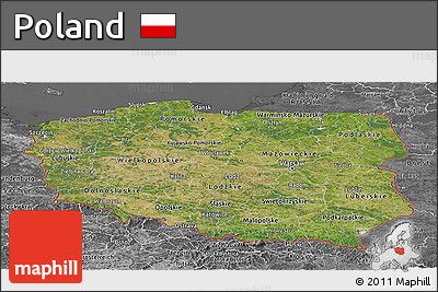 Satellite Panoramic Map of Poland, desaturated