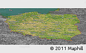 Satellite Panoramic Map of Poland, desaturated, land only
