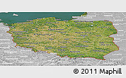 Satellite Panoramic Map of Poland, lighten, desaturated, land only