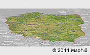 Satellite Panoramic Map of Poland, lighten, desaturated