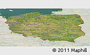 Satellite Panoramic Map of Poland, lighten, land only