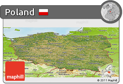 Satellite Panoramic Map of Poland, physical outside