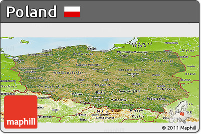 Satellite Panoramic Map of Poland, physical outside