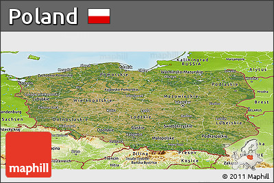 Satellite Panoramic Map of Poland, physical outside