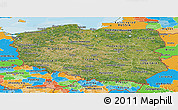 Satellite Panoramic Map of Poland, political outside