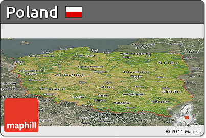 Satellite Panoramic Map of Poland, semi-desaturated