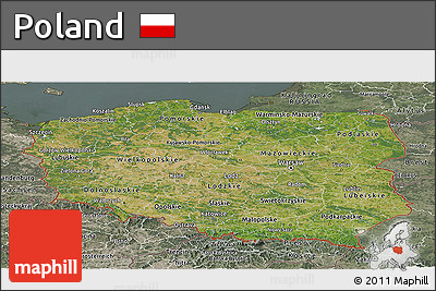 Satellite Panoramic Map of Poland, semi-desaturated
