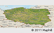Satellite Panoramic Map of Poland, shaded relief outside