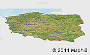 Satellite Panoramic Map of Poland, single color outside, bathymetry sea, shaded relief sea