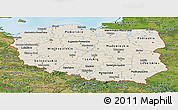 Shaded Relief Panoramic Map of Poland, satellite outside, shaded relief sea