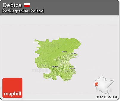 Physical 3D Map of Debica, cropped outside