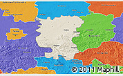 Shaded Relief 3D Map of Debica, political outside