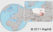 Gray Location Map of Debica, highlighted country, highlighted parent region, within the entire country