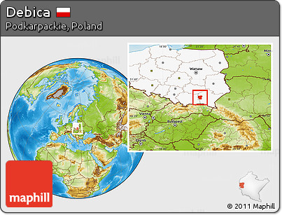 Physical Location Map of Debica, highlighted country
