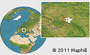 Satellite Location Map of Debica, highlighted parent region