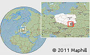 Savanna Style Location Map of Debica, highlighted country, highlighted parent region, within the entire country, hill shading