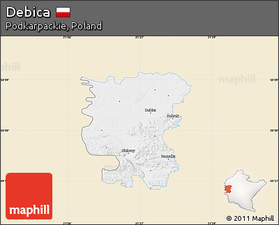 Classic Style Map of Debica, single color outside