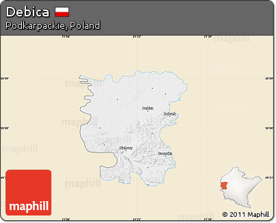 Classic Style Map of Debica, single color outside