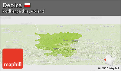 Physical Panoramic Map of Debica, lighten